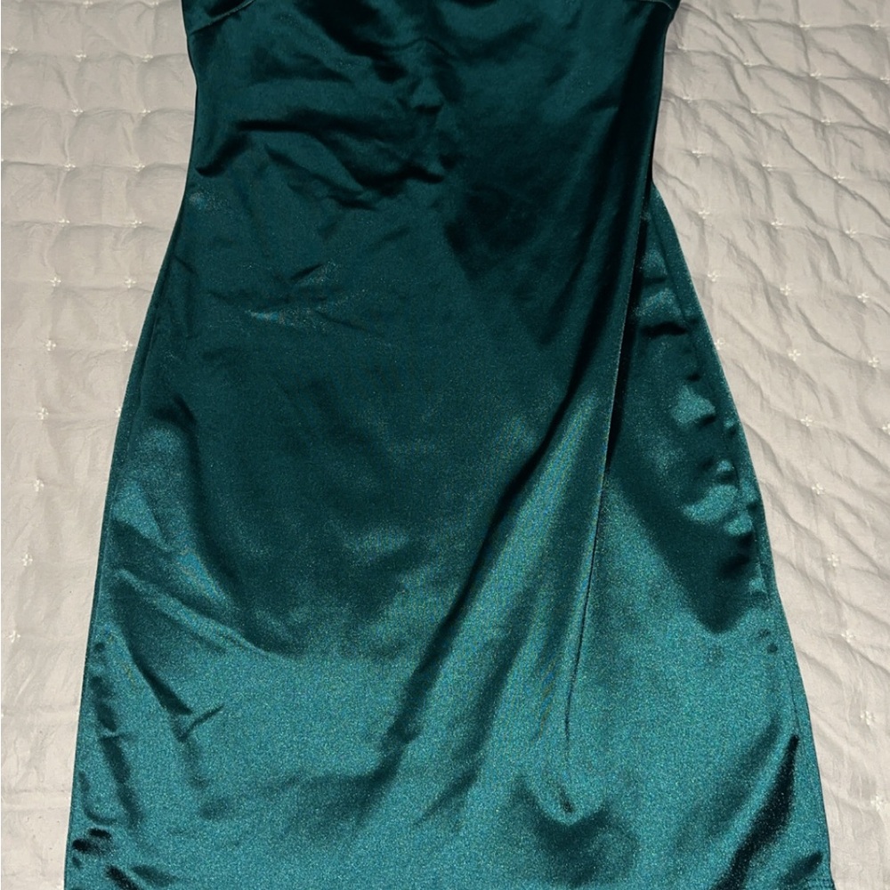 Elegant Teal Satin Dress